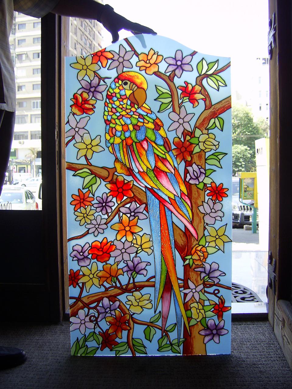 Kiln-fired glass painting mural