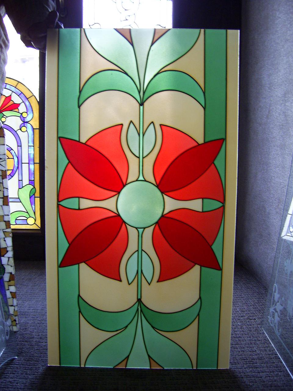 Painted glass ceiling panel
