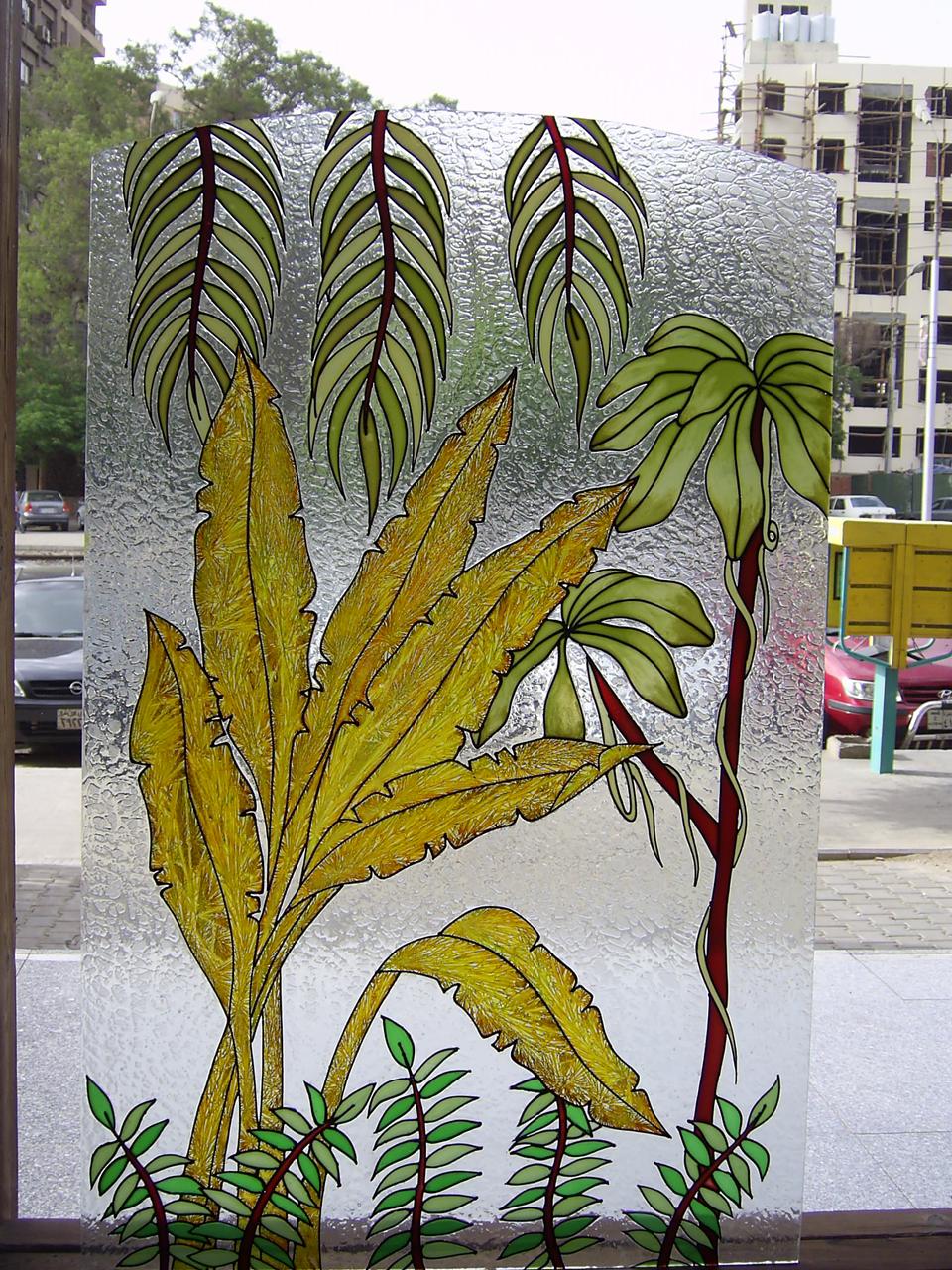 Hand-Painted Glass Screen